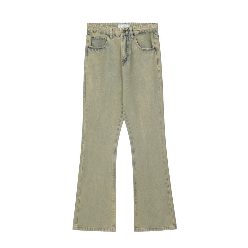 Men Jeans Yellow Mud Color Bootleg Pants
