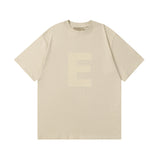 Fog Essentials T Shirts Spring Summer FOG Flocking E Letter Crew Neck Short Sleeves