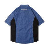 Short Sleeve Shirt Color Matching Casual College Style