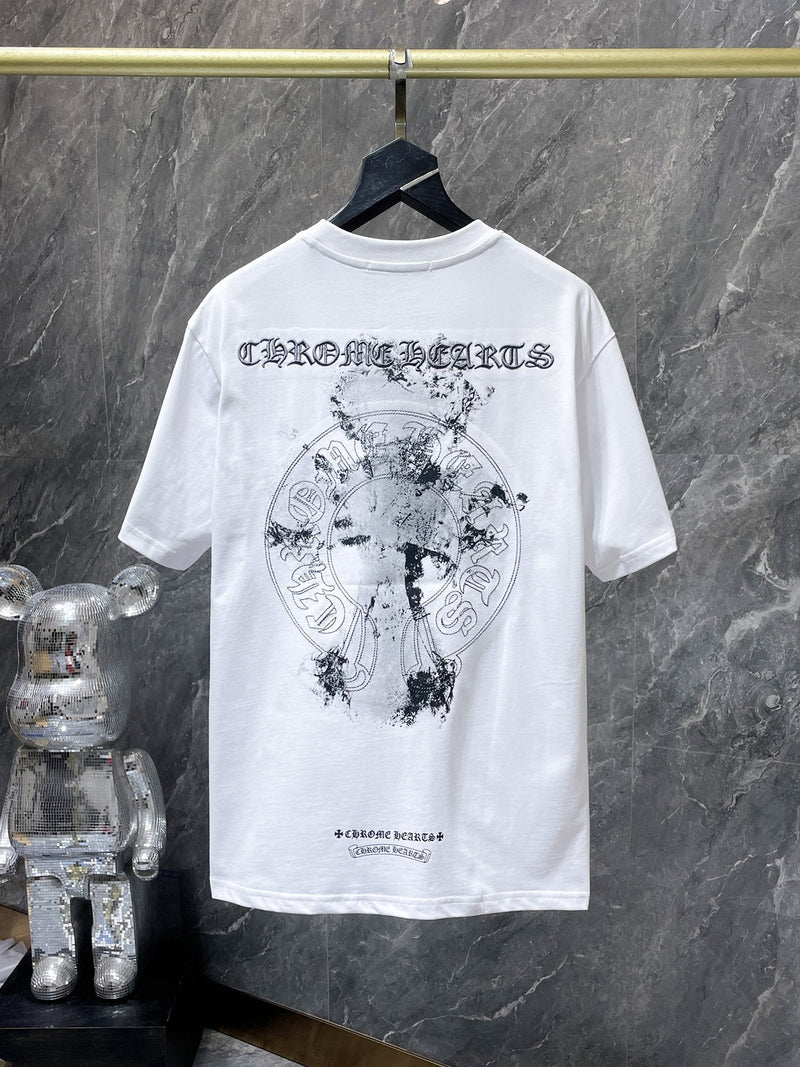 Chh Chrome Hearts T Shirts Summer three-dimensional Sanskrit embroidered alphabet casual short-sleeved T-shirt