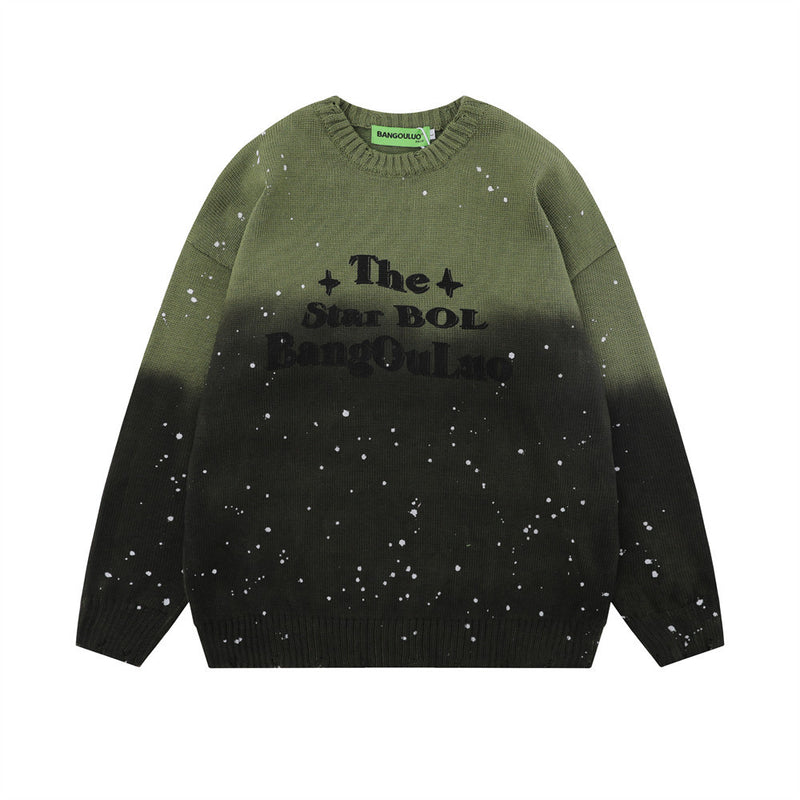 Men Sweater Hanging Dyed Splash-Ink Sweater Loose