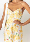 Women Dress Pleated Suspender Floral Dress