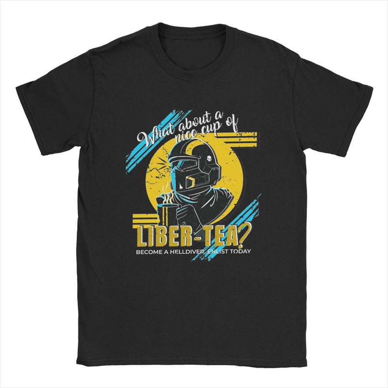 Helldivers Liber Tea Video Game T Shirt Men Pure Cotton Tee