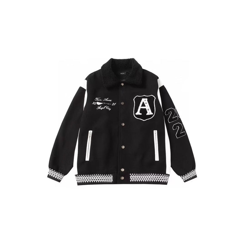 Amiri Jacket AMI Embroidered Casual Long Sleeve Baseball Uniform for Men and Women