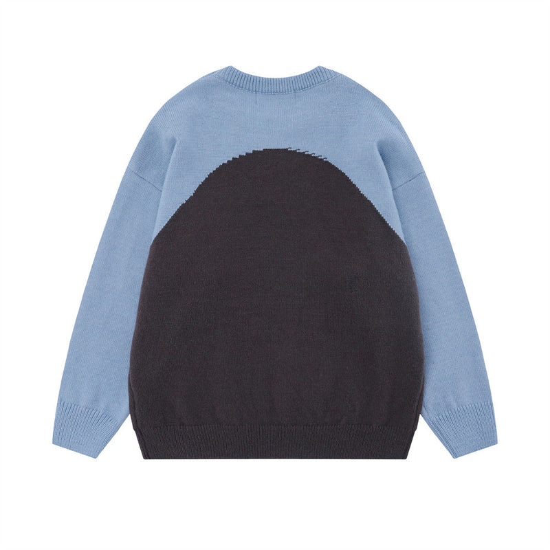 Men Sweater Stitching Sweater Men Hiphop Spider Embroidery