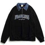 Men Fleece Lined Hoodie Multicolor Hoodie Men's Ins Loose Letter Embroidery Polo Top