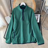 Women Hoodie Polar Fleece Loose Fleece-lined