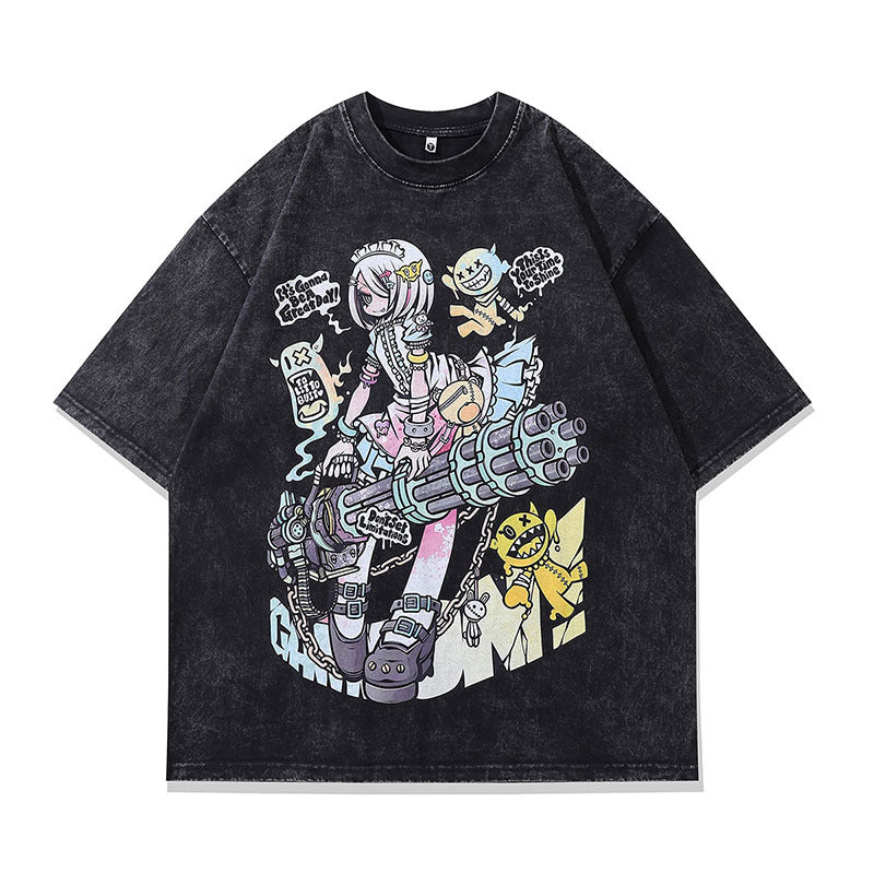 Men T-Shirt Cartoon Printed All-Matching