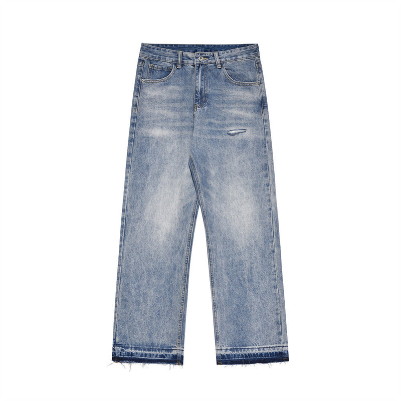 Men Jeans Frayed Loose All-Match Casual