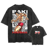 Men Black Vintage T Shirt Streetwear Harajuku Japanese Anime