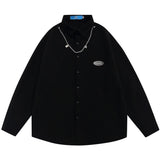 Men Long Sleeved T Shirt Simple Style Long Sleeve Shirt Men's Ins Loose Lapels Shirt Fashion