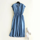 Women Dresses Vintage Shirt Denim Dress