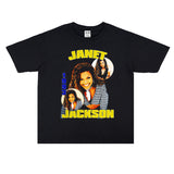 Rock Star T Shirt Jenny Jackson Janet Jack Washed Distressed T-shirt Short Sleeve Men and Women Loose