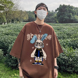 Men T Shirt Rabbit Print Summer Versatile Oversize