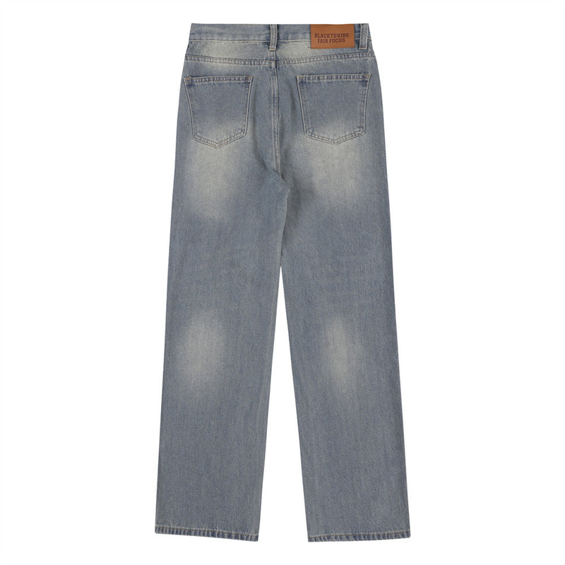 Men Jeans Ripped White Stitching