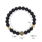 Bracelet Tiger's Eye Volcanic Stone Agate Microencrusted Zircon Hip Hop Royalty