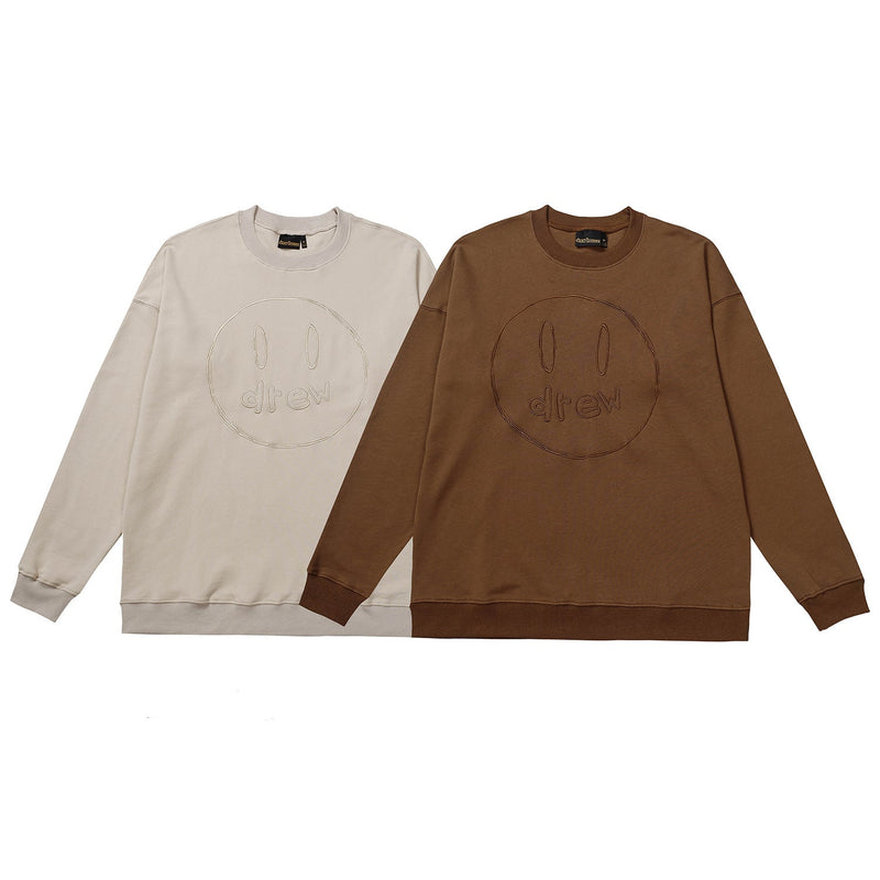 Drew House Sweatshirts Unisex Sketch Smiley Face Crew Neck Sweatshirts