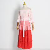 Bohemian Dress Vacation Style Splicing Stacked