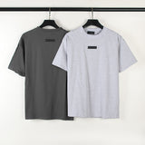Fog Essentials T Shirts Spring Summer FOG Three-dimensional Silicone Leather Label Crew Neck Short Sleeves