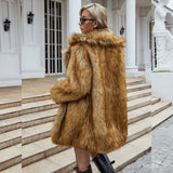 Women Fur Jacket Fashionable Warm Plush Coat