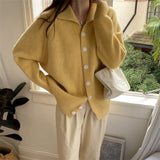 Women Knitted Cardigan Retro Loose Thick Sweater