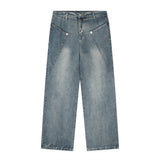 Men Jeans Vintage Zipper Rear Slit