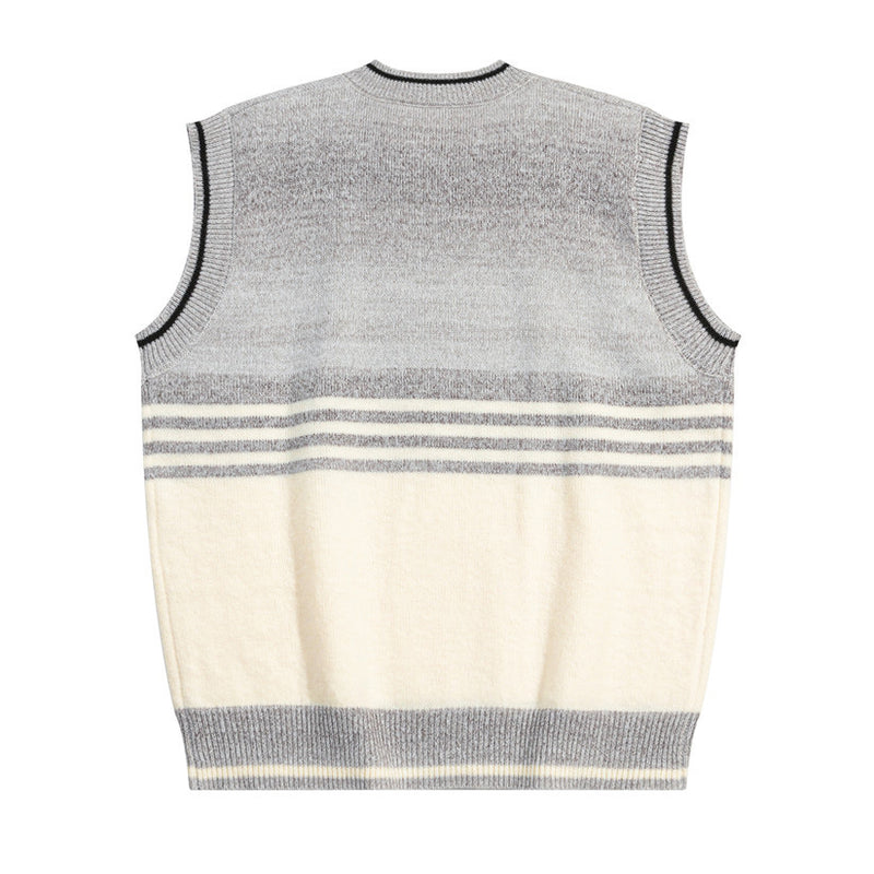 Men Sweater Gradient Sweater Vest Motion