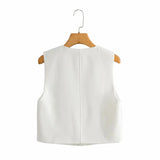 Women Vest Cardigan Solid Color Short Vest