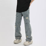 Men Jeans Hole Personalized Punk Design Stitching
