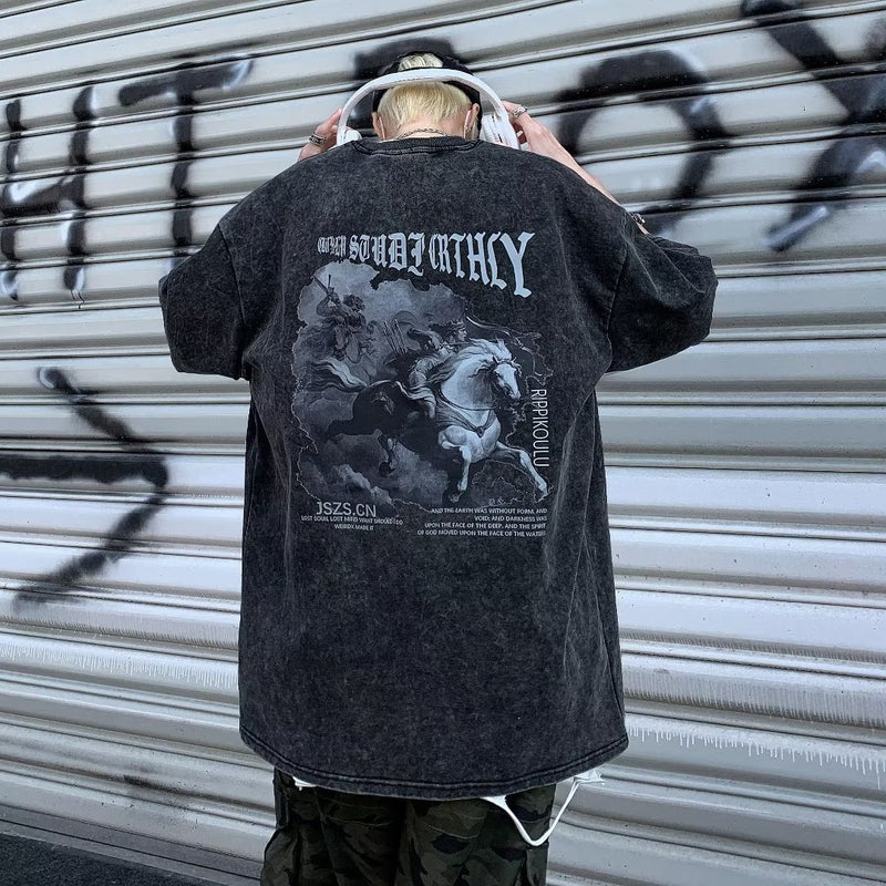 Men T Shirt Heavy Vintage Distressed Pure Cotton