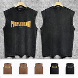 Purple Brand Distressed Tank T Shirts Distressed Sleeveless T-shirt Vest