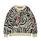 Kapital Sweater Vintage Jacquard Tiger Totem Knitted round Neck Japanese-Style Retro Knitted Pullover Sweater