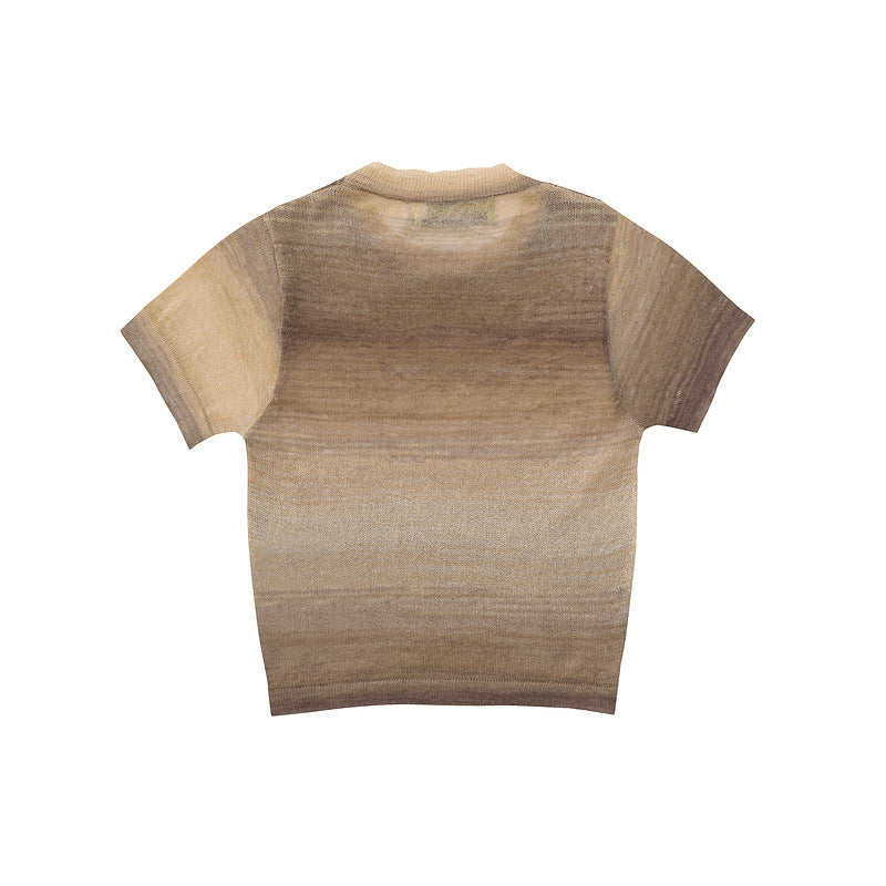 Men T-Shirt Retro Rainbow Stripes Slim Fit All-Match Women