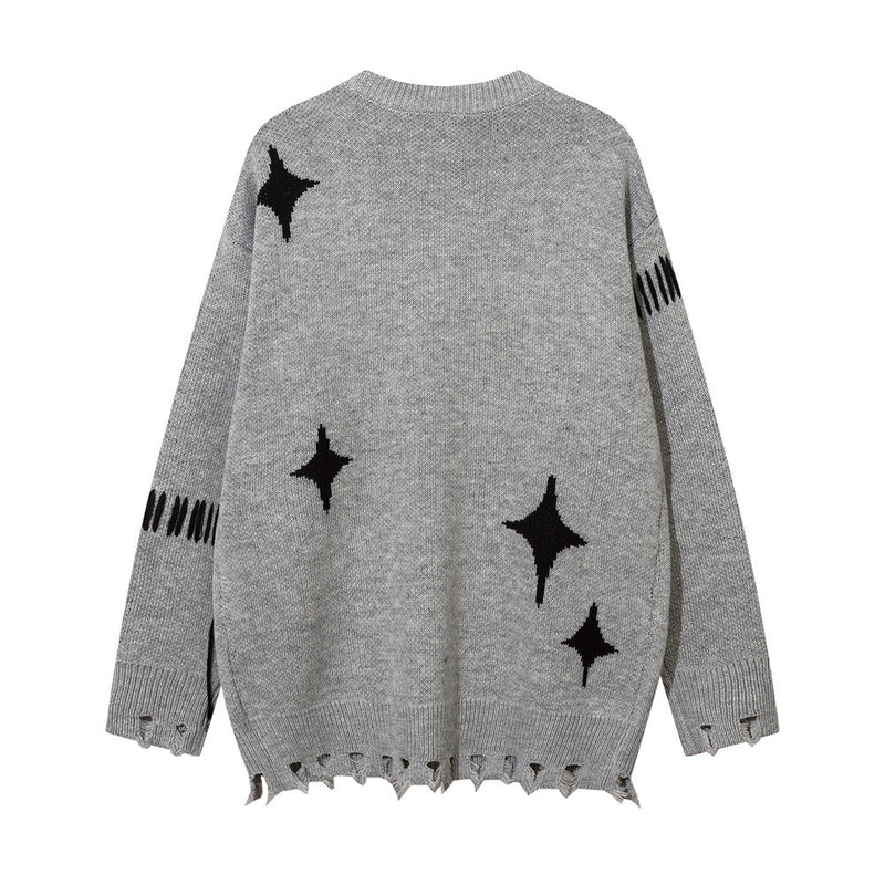 Men Sweater Spider Web Knitwear Sweater Loose Hole