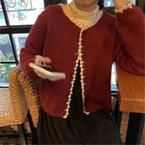 Women Knitted Cardigan Vintage Loose Sweater