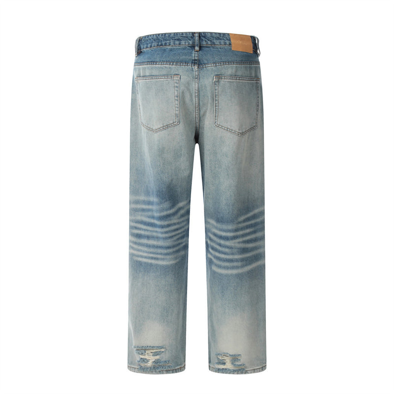Men Jeans Retro Casual Fashion Handsome Indentation