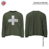 Kapital Sweater Hida Hehong Cross Pattern Ripped round Neck Sweater Pullover Long Sleeve Sweater