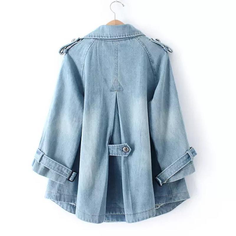 Women Trench Coat Loose Denim Cape Coat