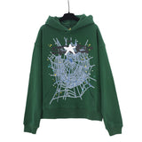 Sp5der Hoodie & Sweatpants 2 Piece Set Spider Web Three-Dimensional Foaming