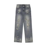 Men Jeans Loose Hole Retro Easy Matching