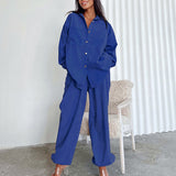 Women Co-Ords Autumn and Winter Corduroy Long-Sleeved Trousers Casual