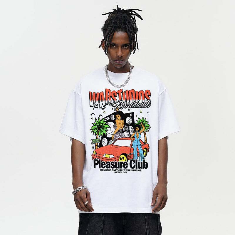 Vintage T-shirts Printed Short Sleeve T-Shirt Summer Casual Trend Brand Loose Cotton