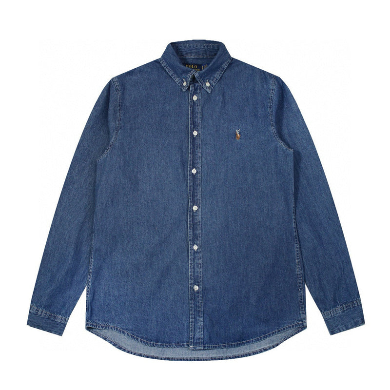 Ralph Lauren Coat Ralph Lauren War Horse Logo Embroidery Lapel Long Sleeve Shirt Casual