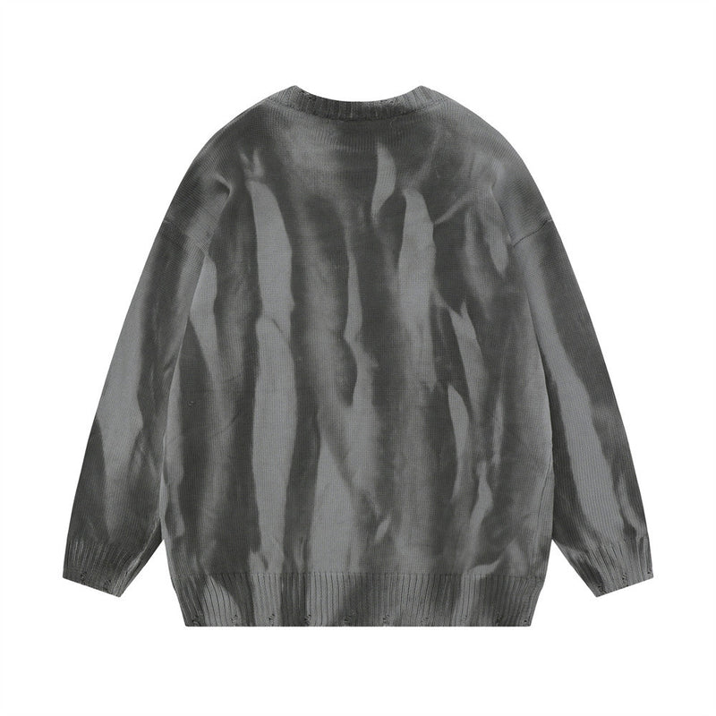 Men Sweater Tie-Dyed Spray-Painted Loose Sweater Niche