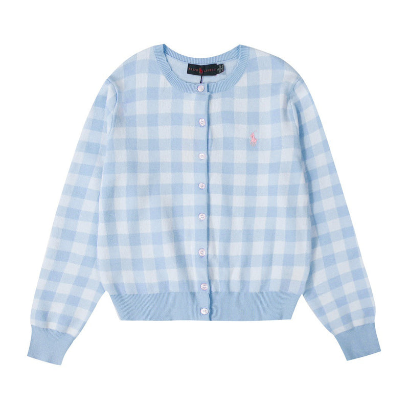 Ralph Lauren Knitted sweaters RL Pony Embroidered Checked Knitted Cardigan Crew Neck