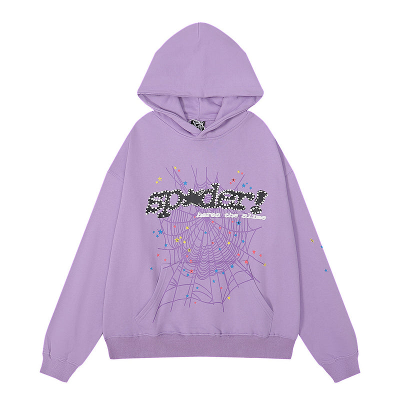 Sp5der Hoodie Cobweb Puff Print Pure Cotton