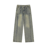 Men Jeans White Stitching Loose
