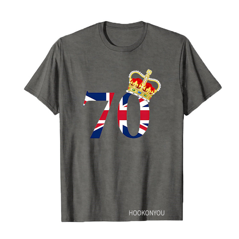 Inspired by Queen's Platinum Jubilee 2022 Elizabeth 70 Years T-shirt Printed Short Sleeve T-shirt