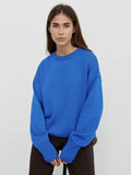 Women Work Business Casual Sweats Crew Neck Loose Sweater