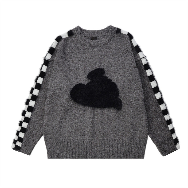 Men Sweater Love Flocking Embroidered Sweater Lazy Loose Stitching